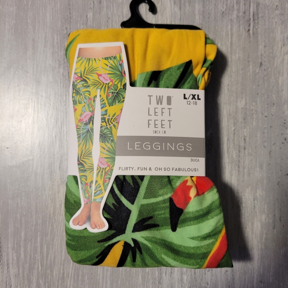 2/$10 Boca Monstera Flamingo Full Length Leggings L/XL (12-18)